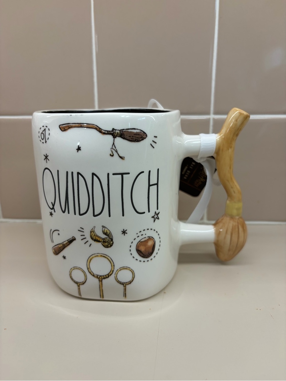Rae Dunn x Harry Potter - Quidditch Ceramic Mug with Broom Handle
